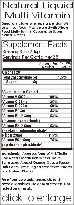 Flora Liquid Multi Vitamin Ingredient List