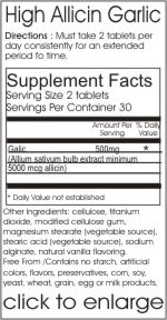 High Allicin GarlicIngredient Supplement Facts