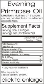  Evening Primrose Oil Ingredient Supplement Facts