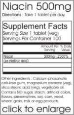 Niacin 500mg Ingredient Supplement Facts