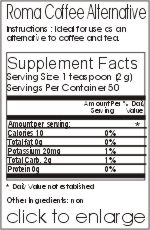 A selection of coffee alternatives and coffee substitute formulas. use herbal coffee as a replacement coffee.