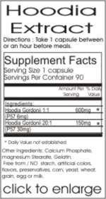  Hoodia Extract Weight Loss 20:1 Supplement Facts